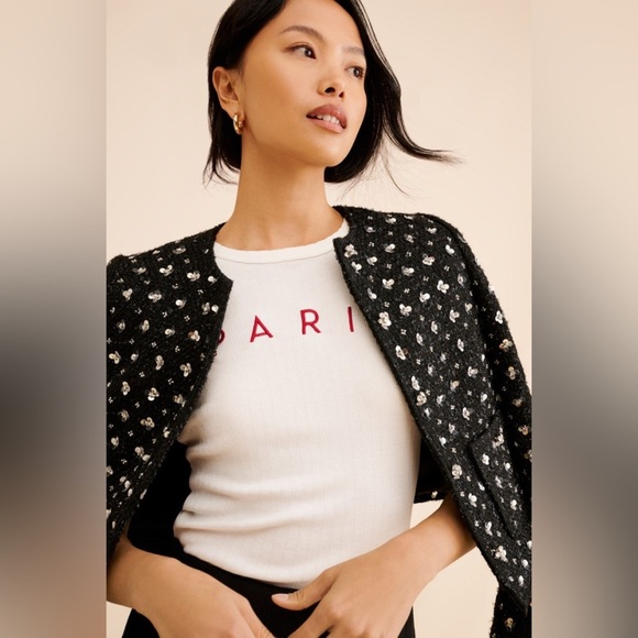 GUIZIO Shiloh Sequin Tweed Black Jacket XXL - Picture 2 of 13